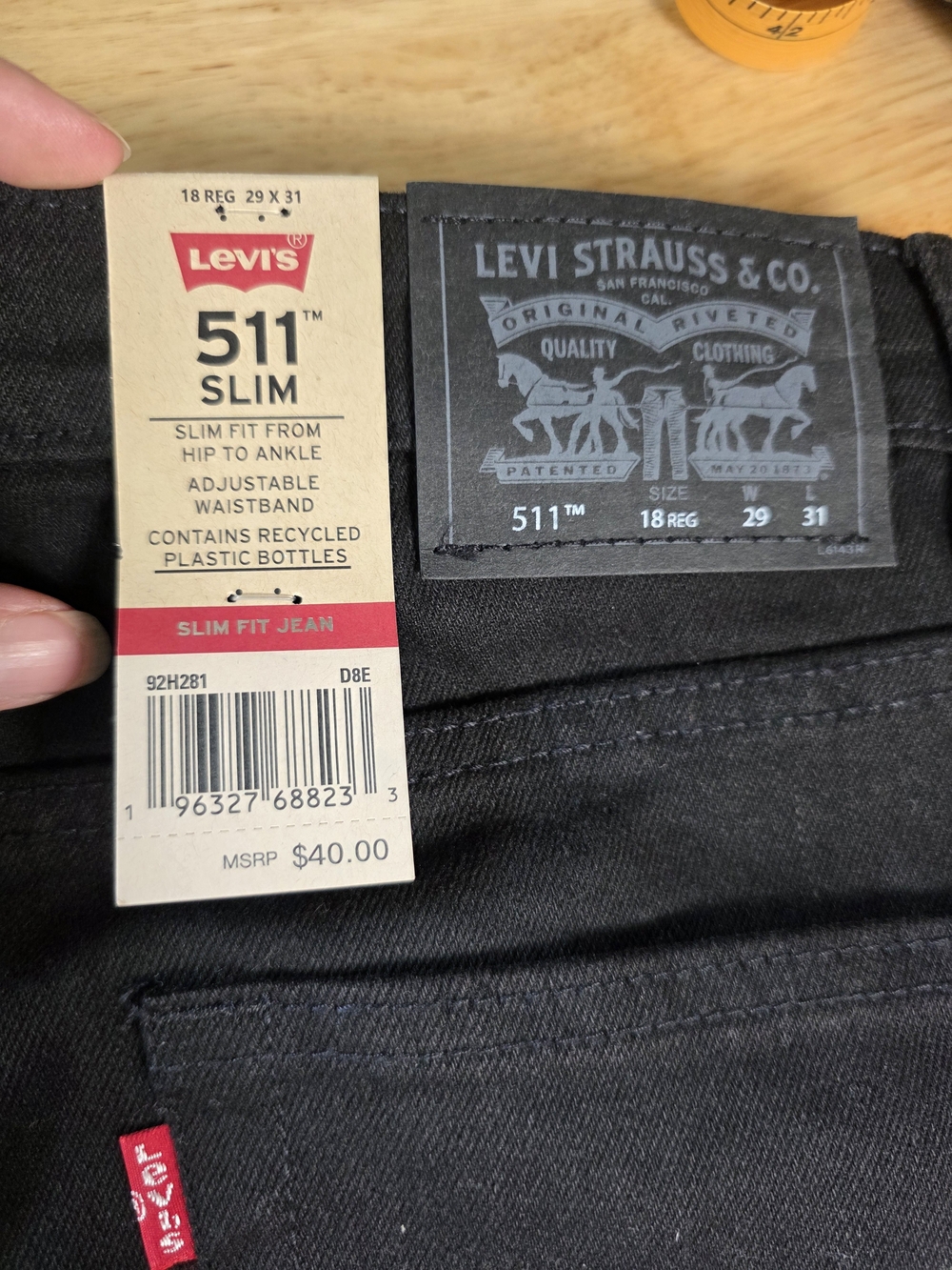 NWT Levi's 511 Slim Boy's Jeans in Black